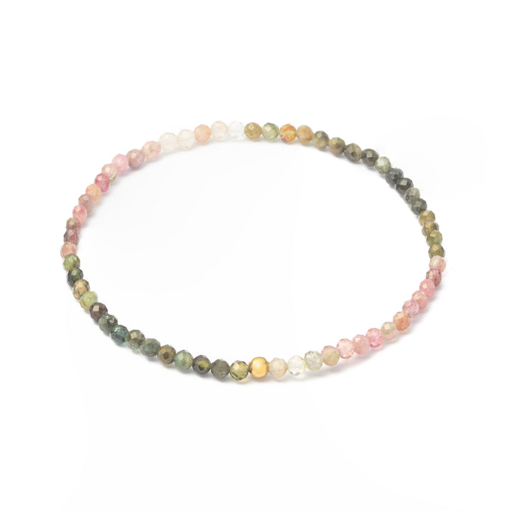 Buntes Turmalin Naturstein Perlen Armband mit vergoldeter Perle