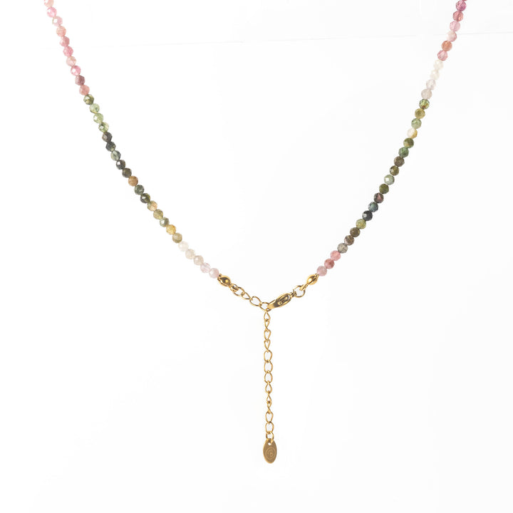 Bunte Turmalin Naturstein Halskette mit vergoldetem Verschluss