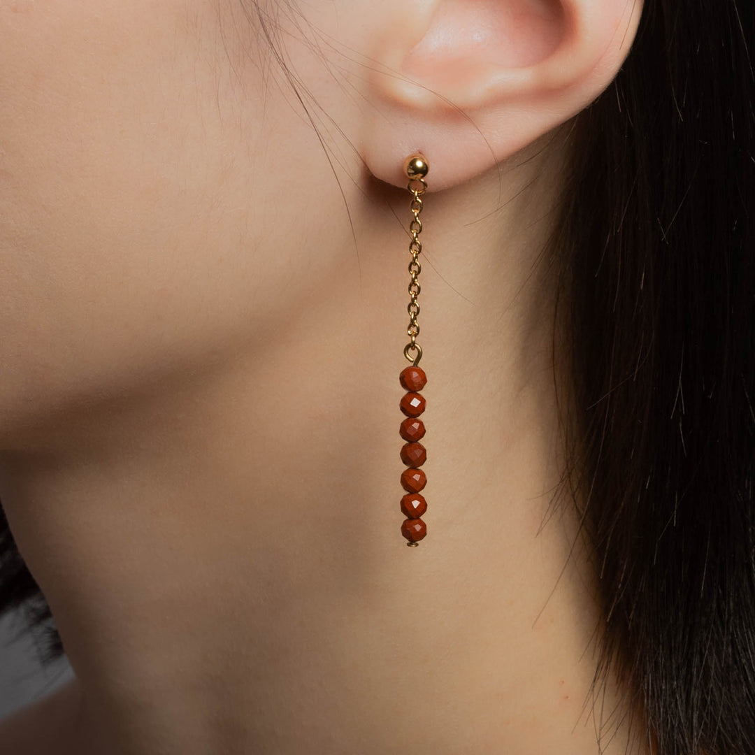 Natural Stone Earrings with Gold-Plated Clasp