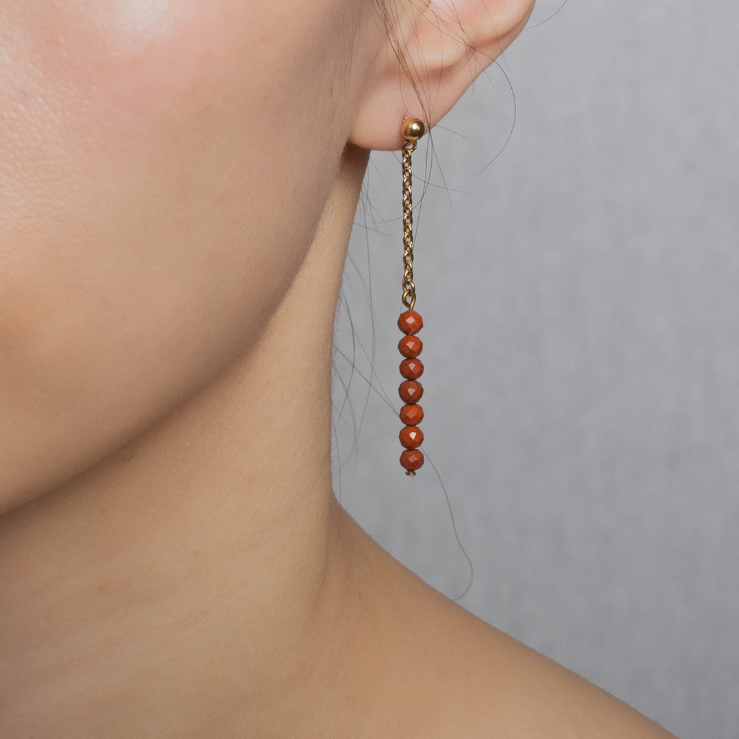 Natural Stone Earrings with Gold-Plated Clasp