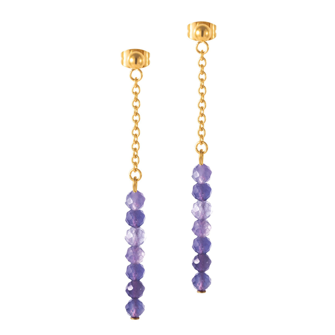 Amethyst Ohrringe vergoldet mit echtem Naturstein
