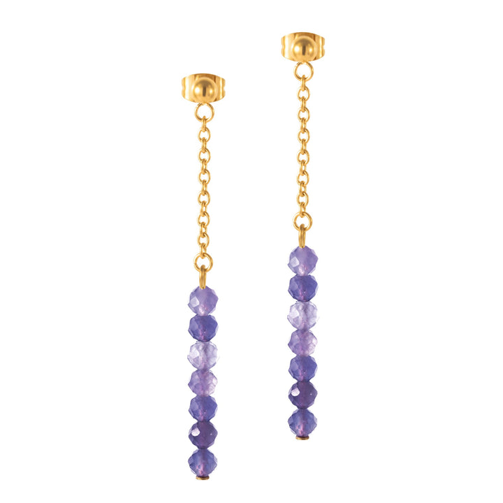 Amethyst Ohrringe vergoldet mit echtem Naturstein