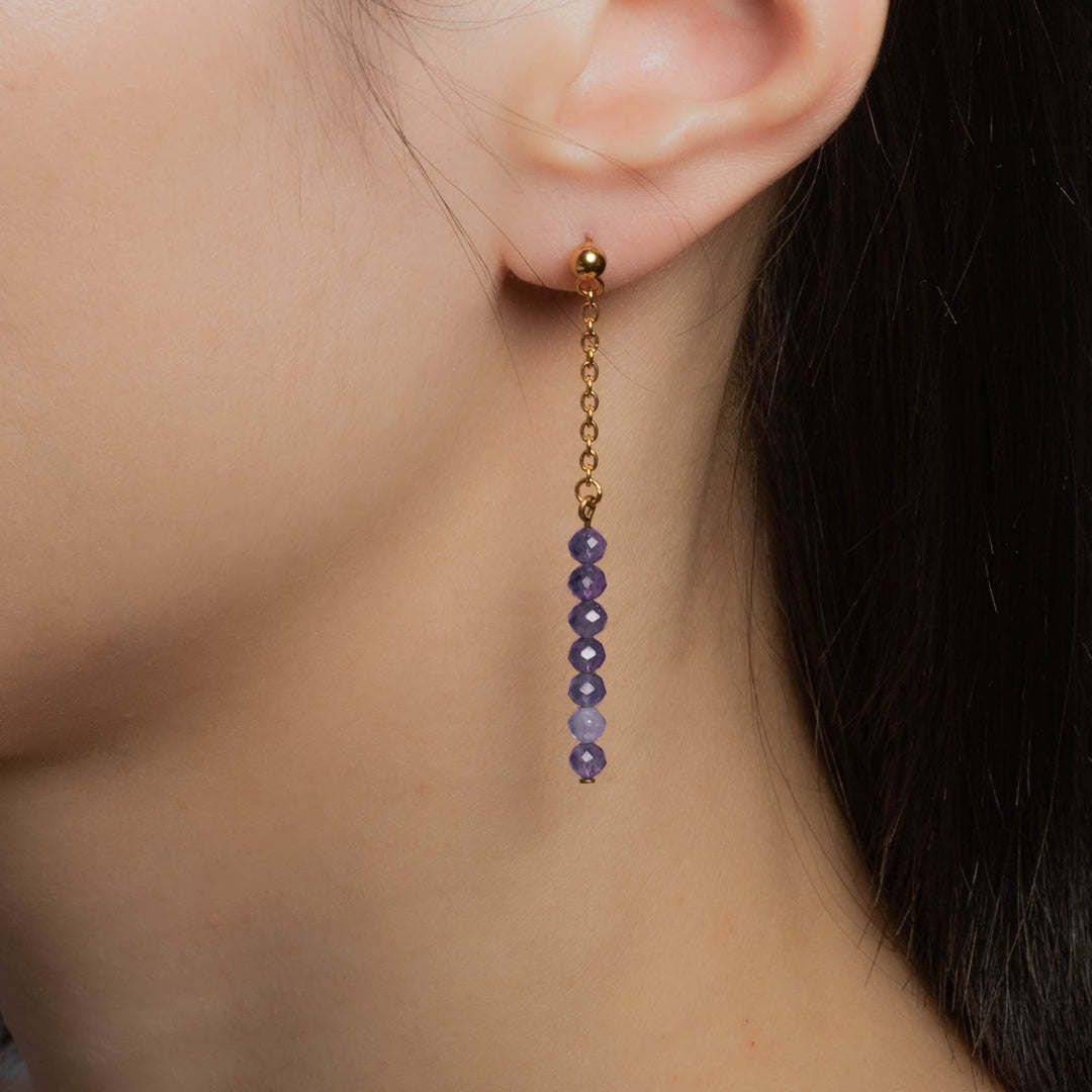 Amethyst Ohrringe vergoldet getragen