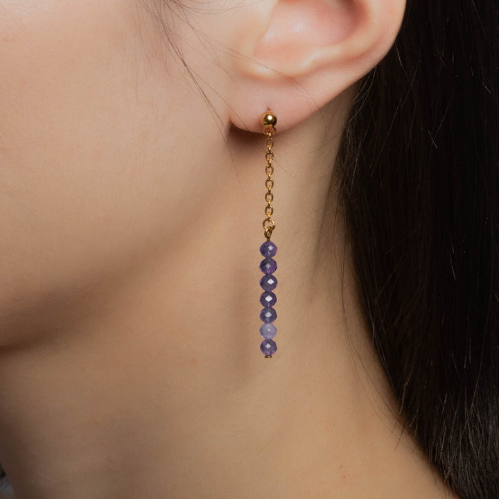 Amethyst Ohrringe vergoldet getragen