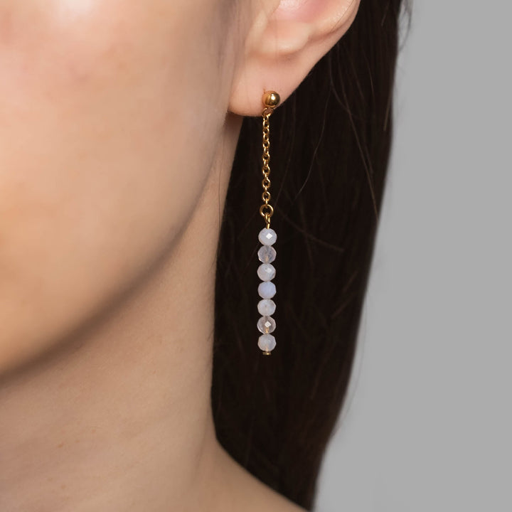 Natural Stone Earrings with Gold-Plated Clasp