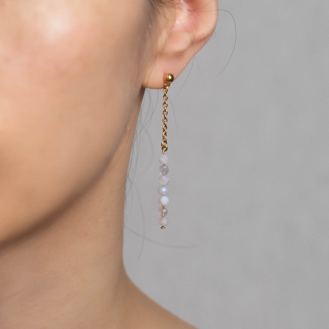 Natural Stone Earrings with Gold-Plated Clasp