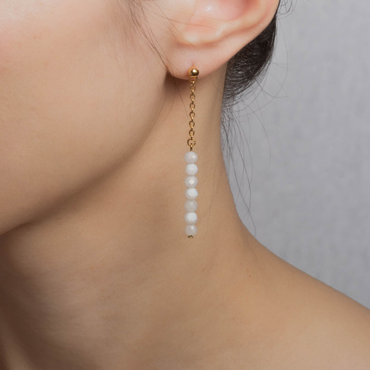 Natural Stone Earrings with Gold-Plated Clasp