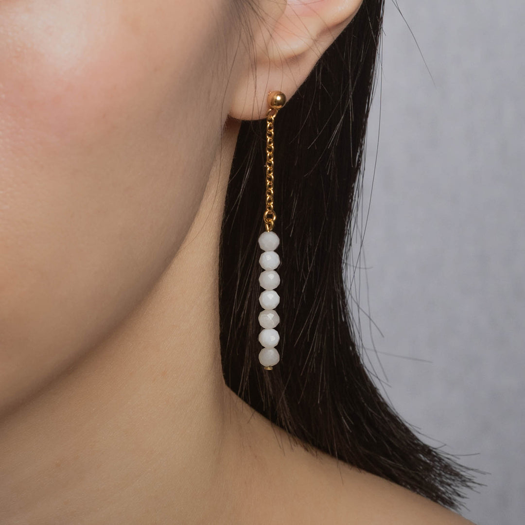 Natural Stone Earrings with Gold-Plated Clasp