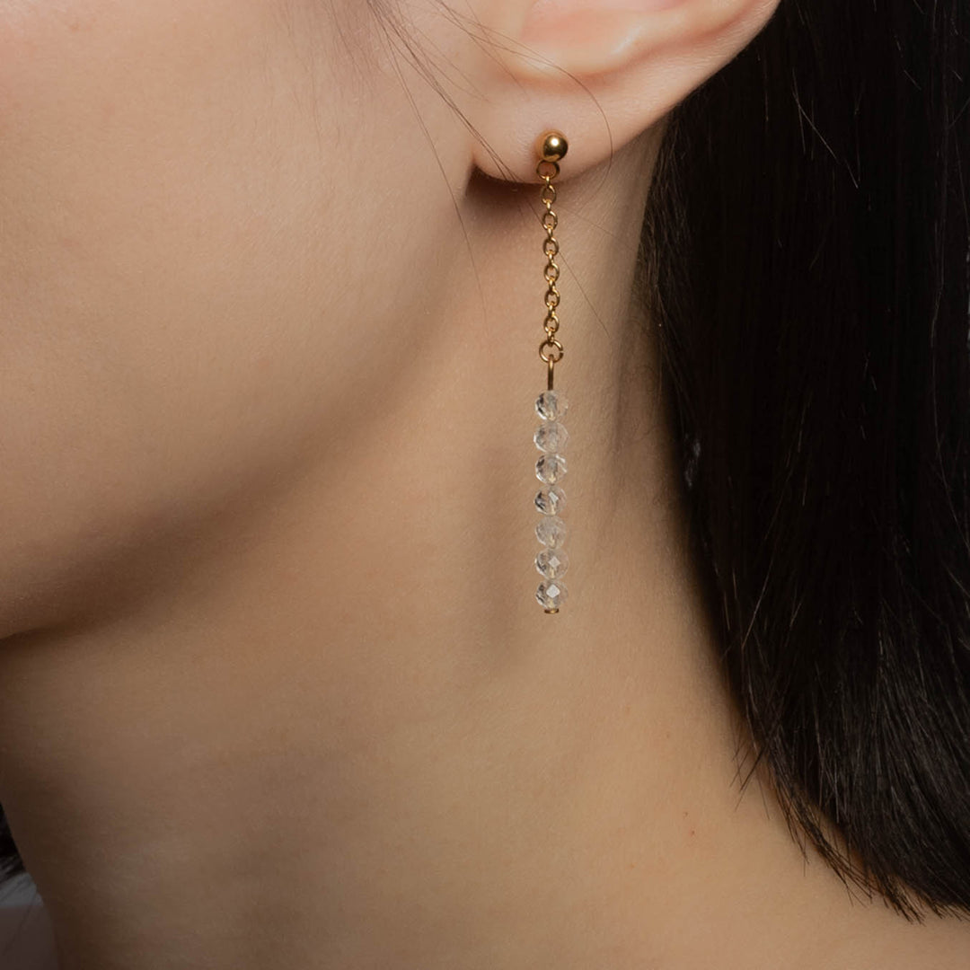 Natural Stone Earrings with Gold-Plated Clasp