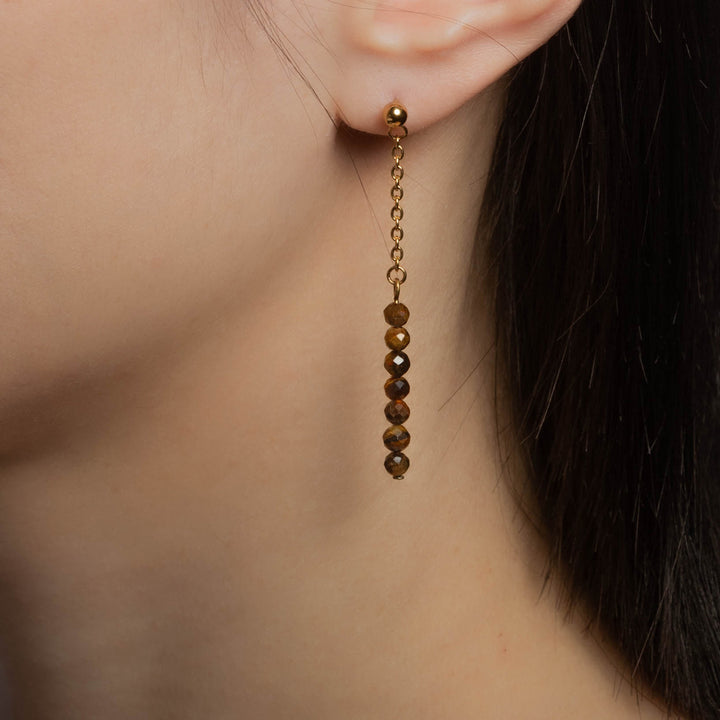 Natural Stone Earrings with Gold-Plated Clasp