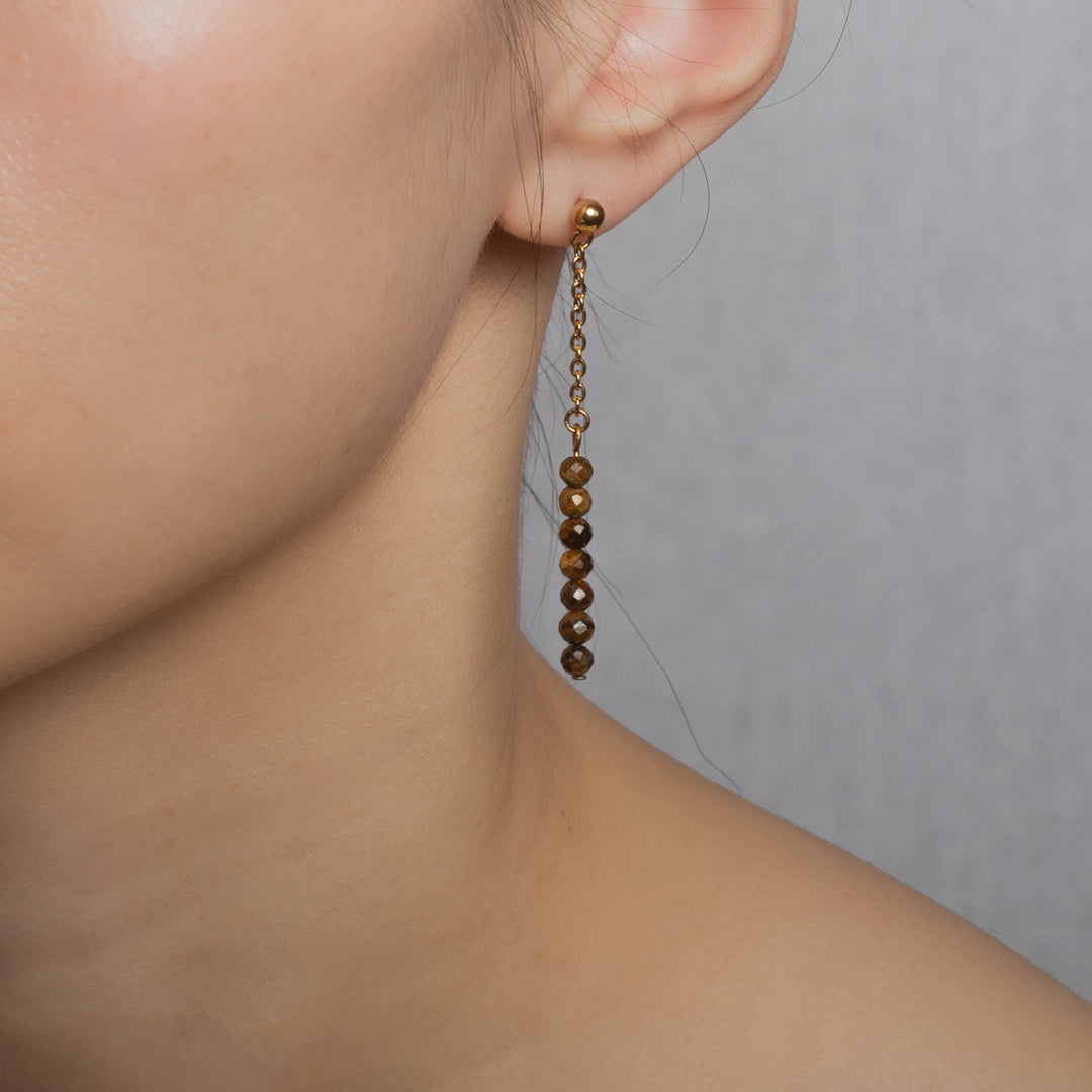 Natural Stone Earrings with Gold-Plated Clasp