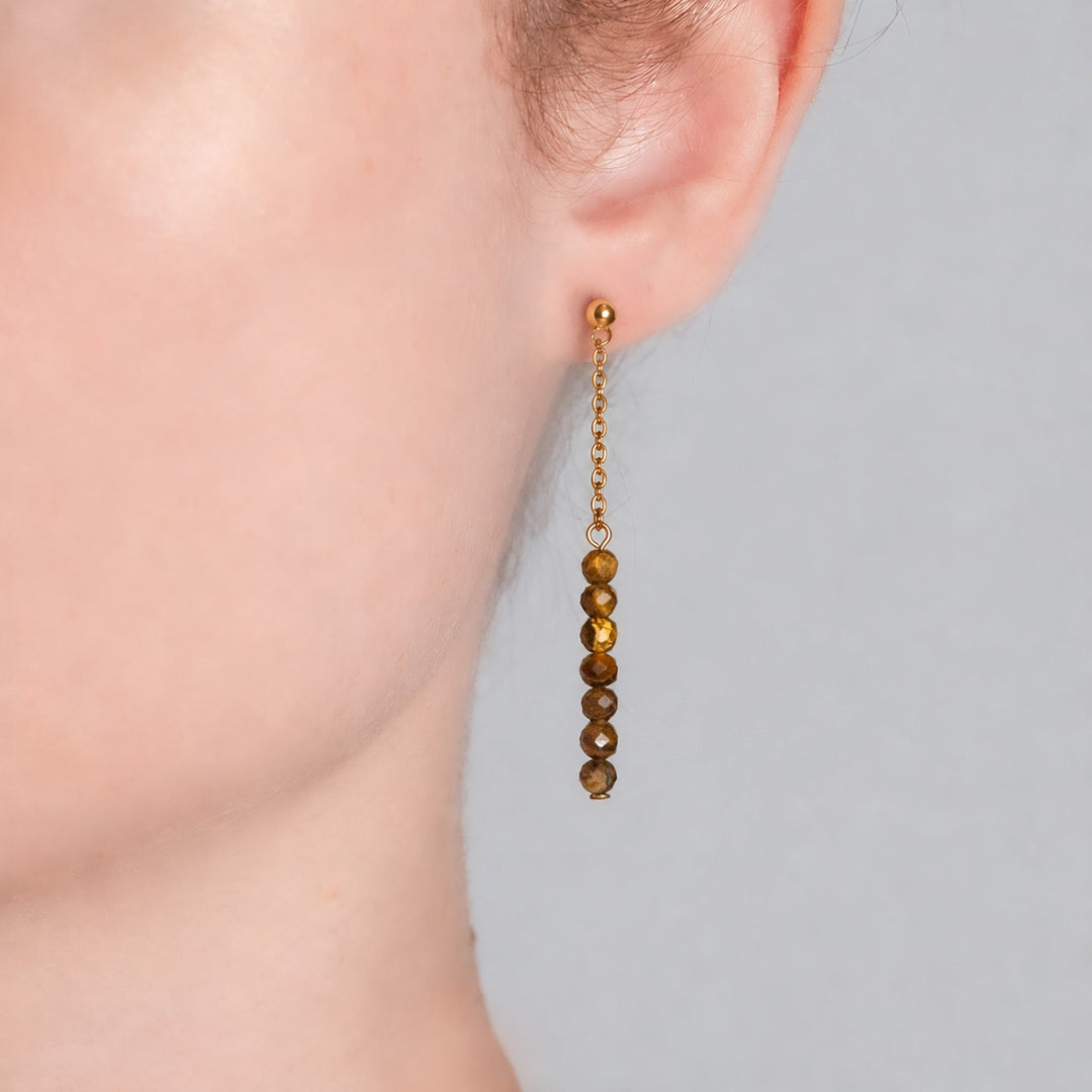 Tigerauge Ohrringe Tragebild Naturstein Schmuck