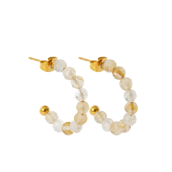 Citrin Creolen gold mit echtem Naturstein
