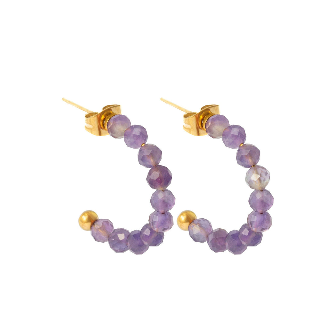 Amethyst Creolen vergoldet mit echtem Naturstein