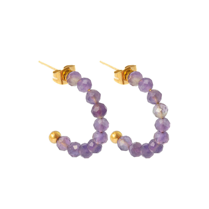 Amethyst Creolen vergoldet mit echtem Naturstein