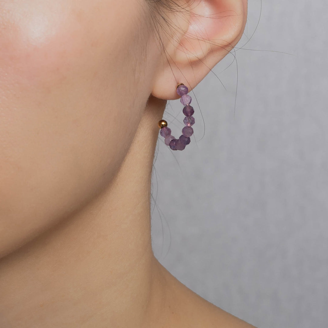 Amethyst Creolen vergoldet getragen