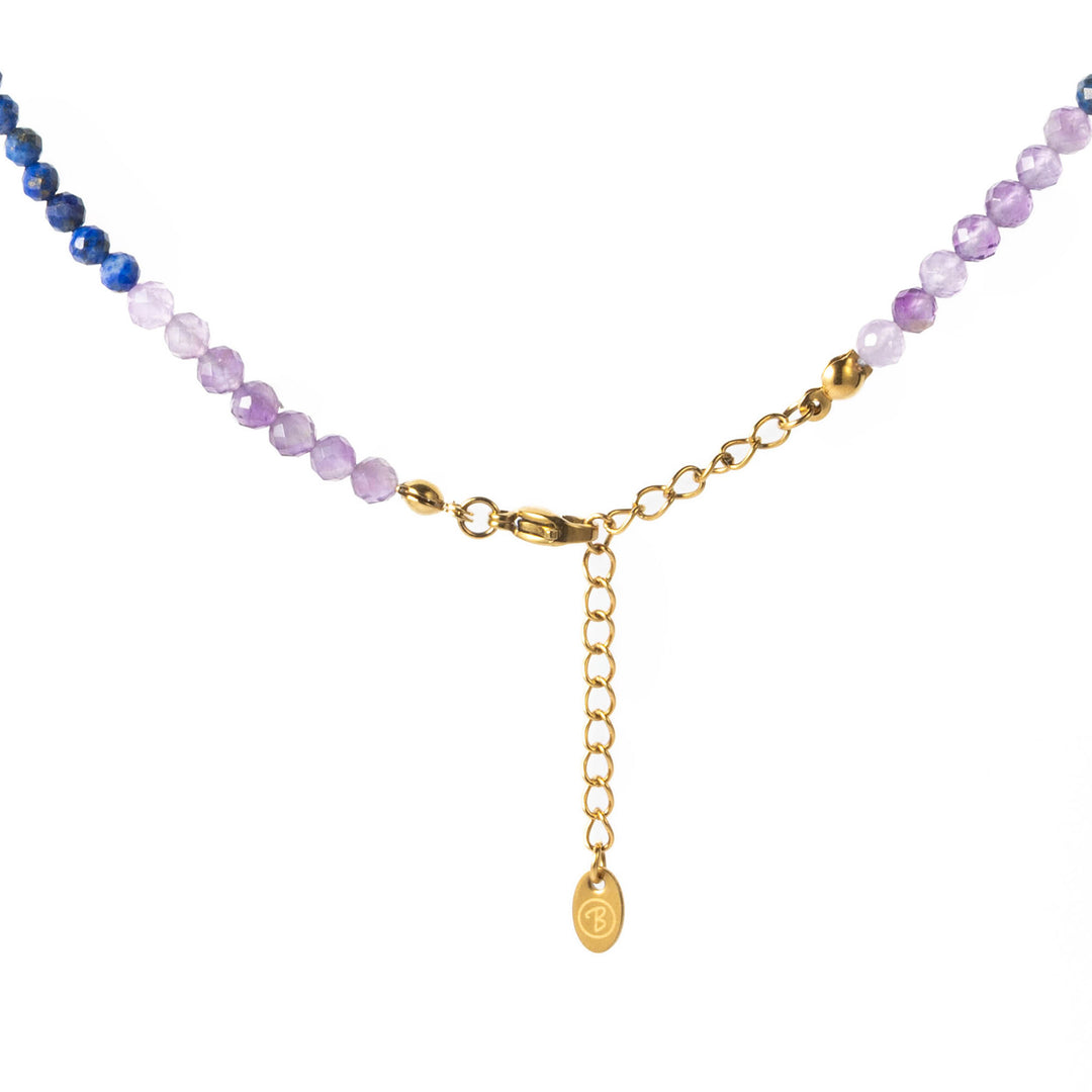 Chakra Naturstein Perlen Halskette mit Goldperle und vergoldetem Verschluss