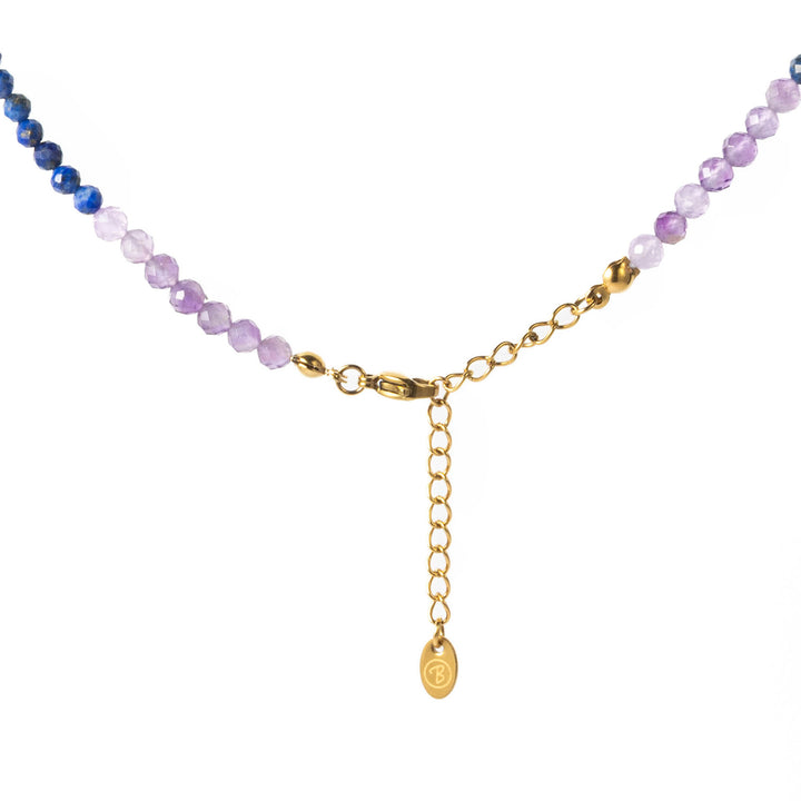 Chakra Naturstein Perlen Halskette mit Goldperle und vergoldetem Verschluss