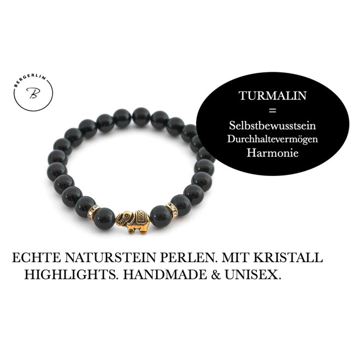 Turmalin Naturstein Elefanten Perlen Armband