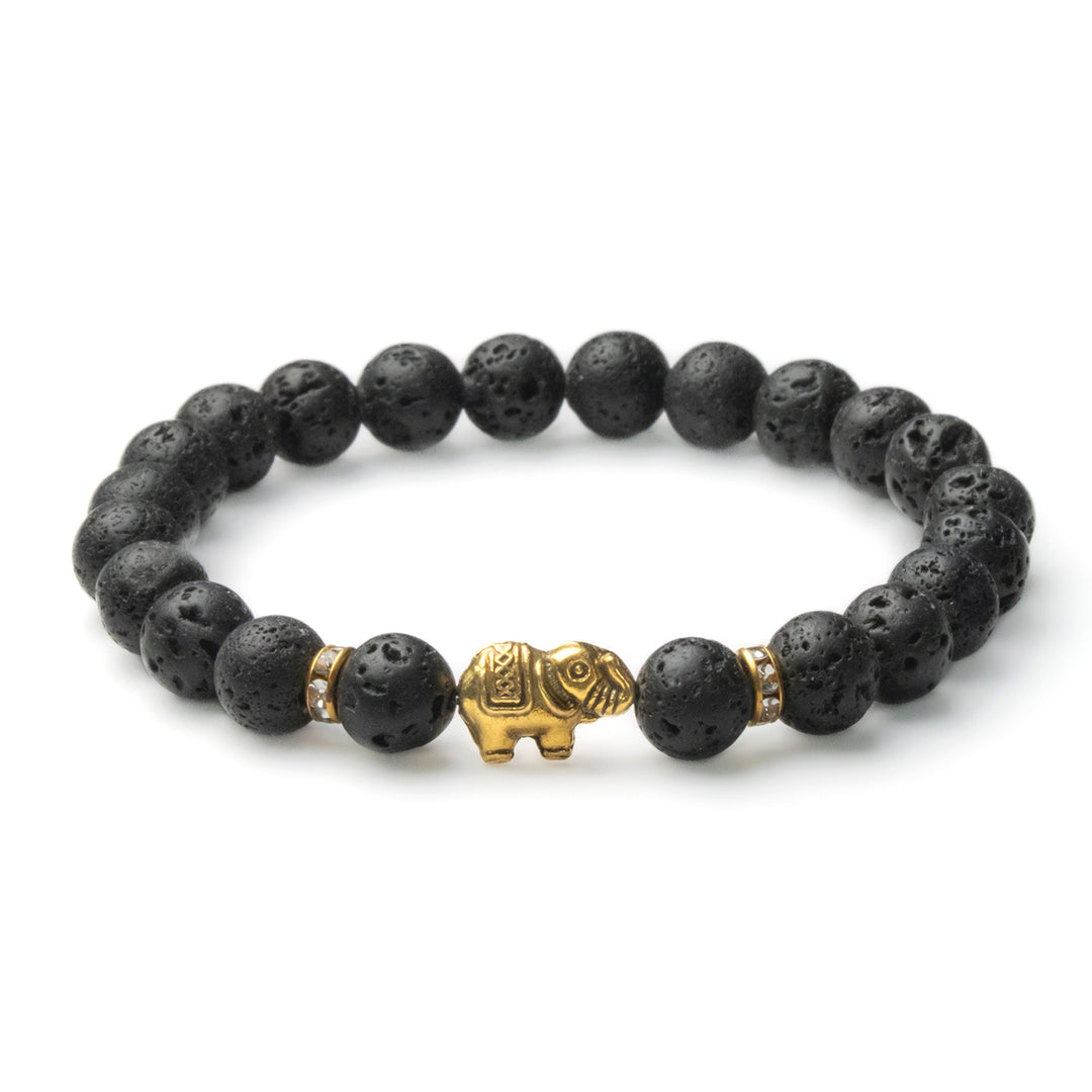 Lavastein Elefanten Perlen Armband