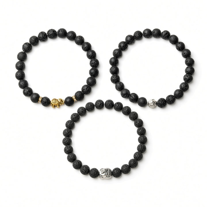 Lavastein Elefanten Perlen Armband