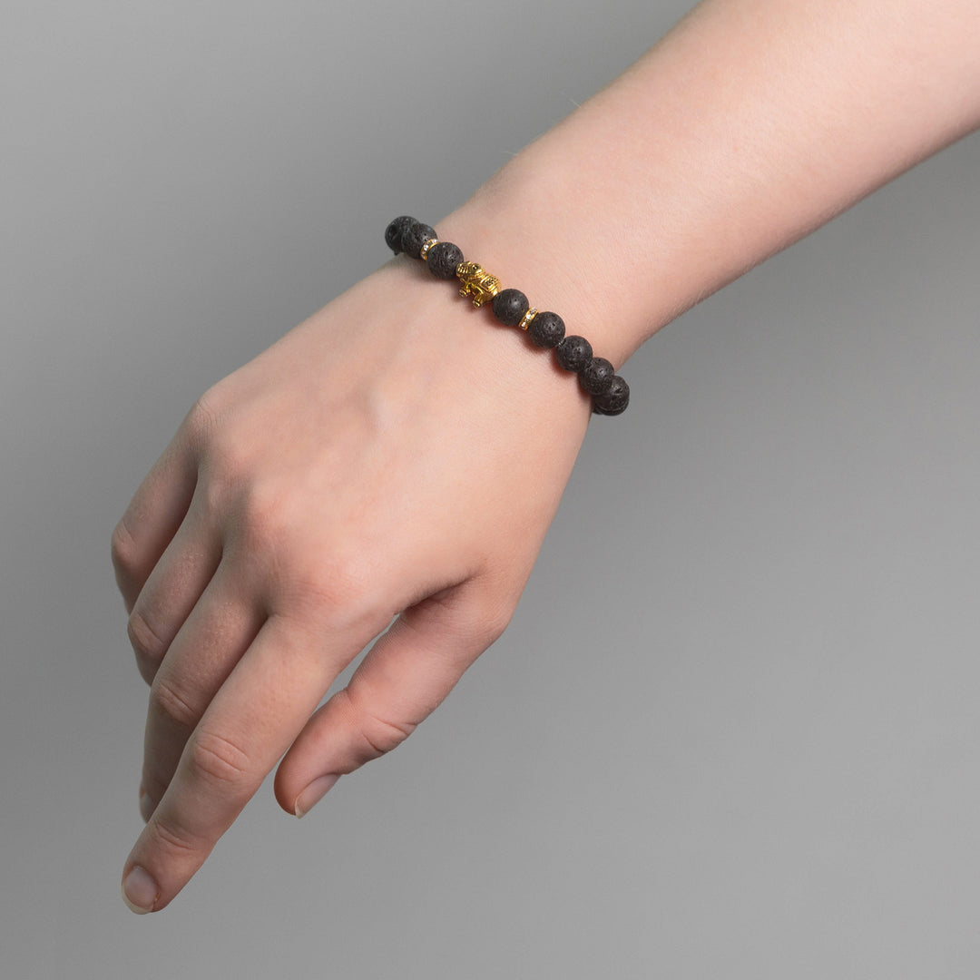 Lavastein Elefanten Perlen Armband