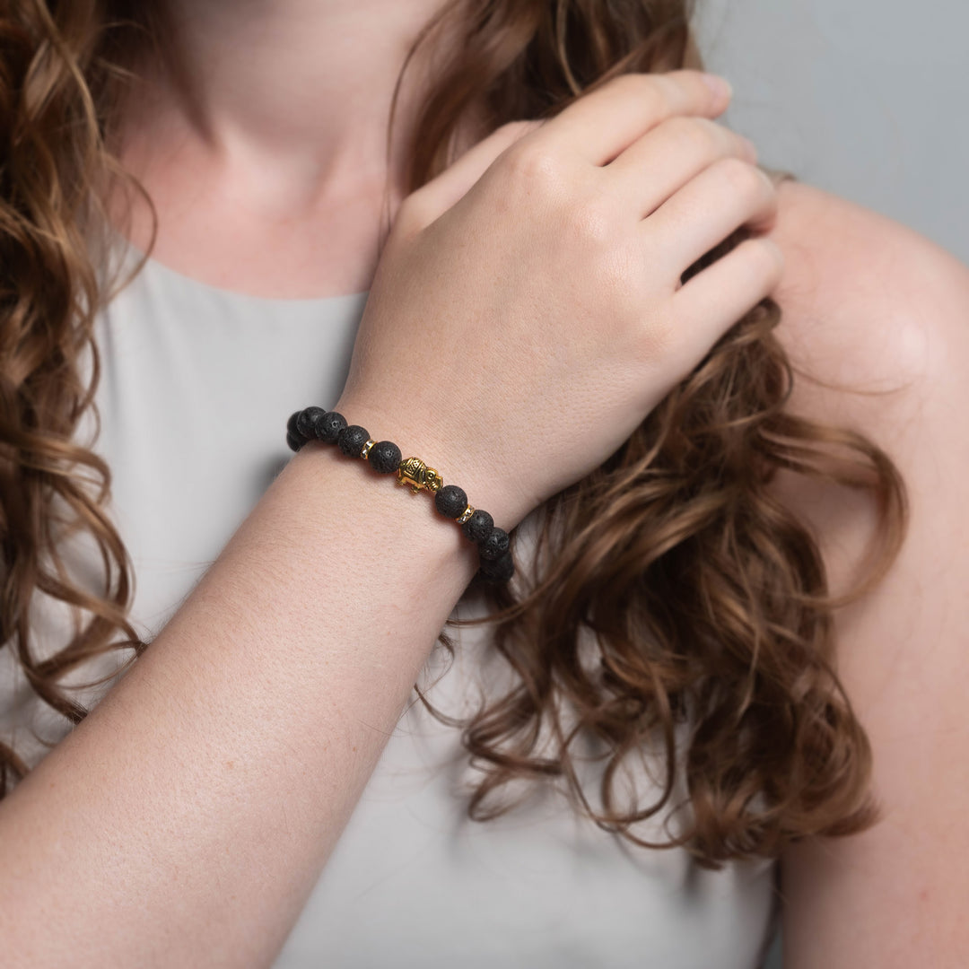 Lavastein Elefanten Perlen Armband