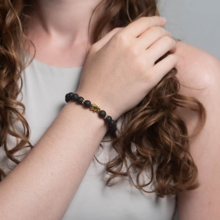 Lavastein Elefanten Perlen Armband
