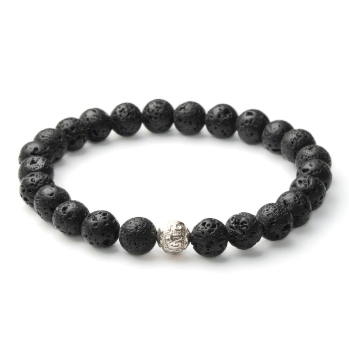 Lavastein Perlen Armband mit Silberperle
