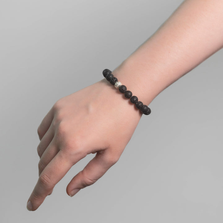 Lavastein Perlen Armband mit Silberperle