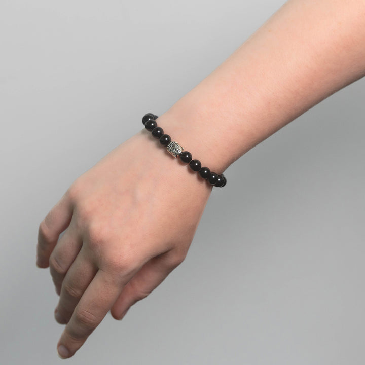 Obsidian Buddha Perlen Armband