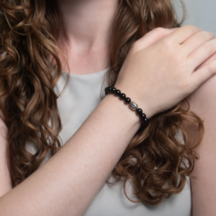 Obsidian Buddha Perlen Armband