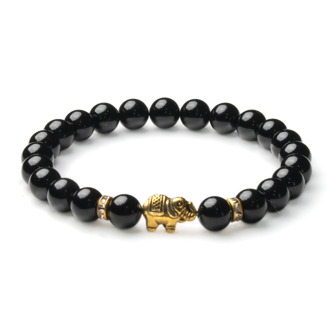 Obsidian Elefanten Perlen Armband