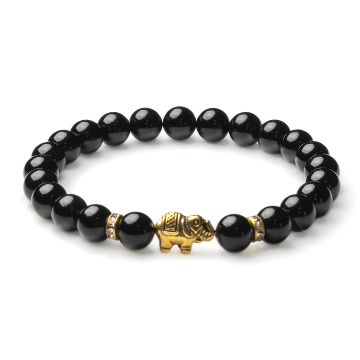 Obsidian Elefanten Perlen Armband