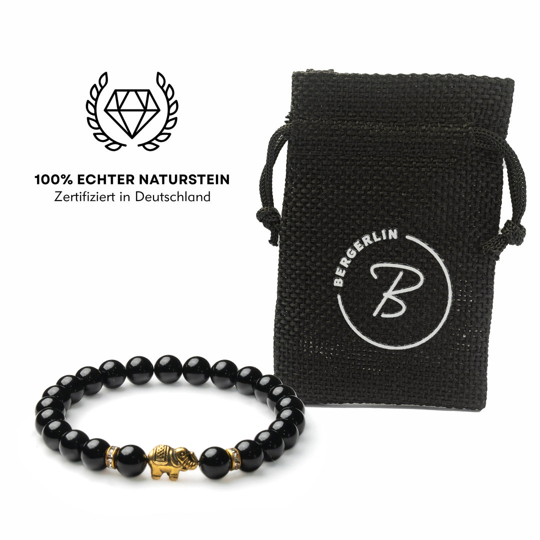 Obsidian Elefanten Perlen Armband