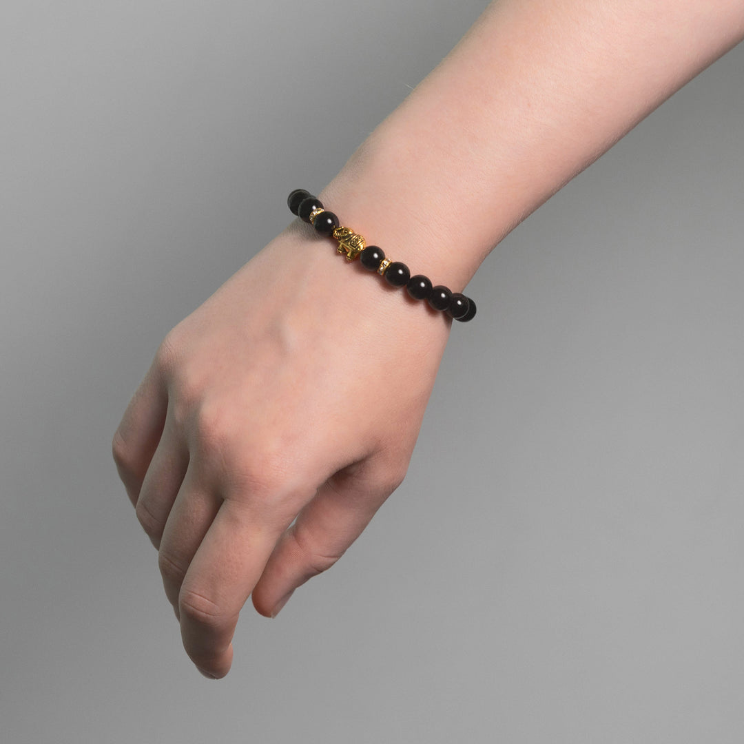 Obsidian Elefanten Perlen Armband