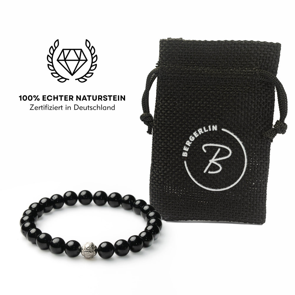 Obsidian Perlen Armband mit Silberperle