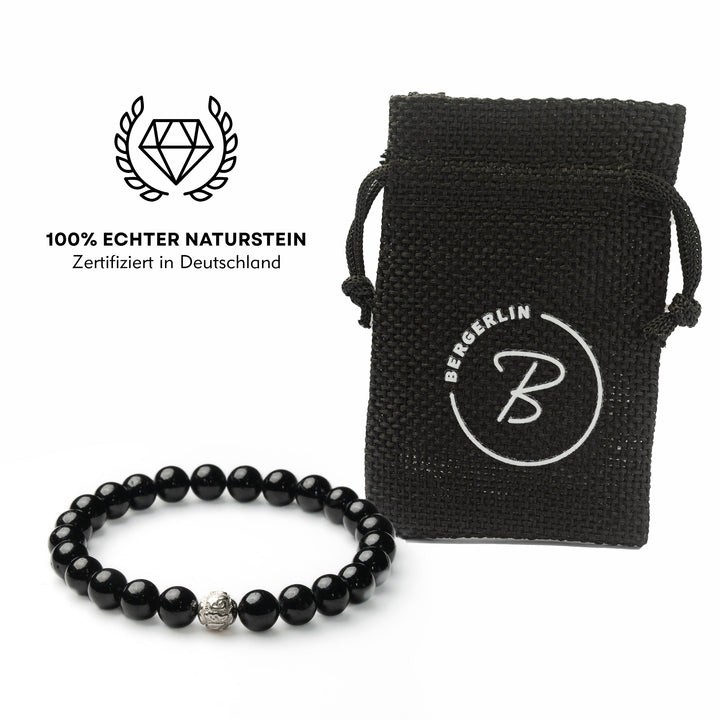 Obsidian Perlen Armband mit Silberperle