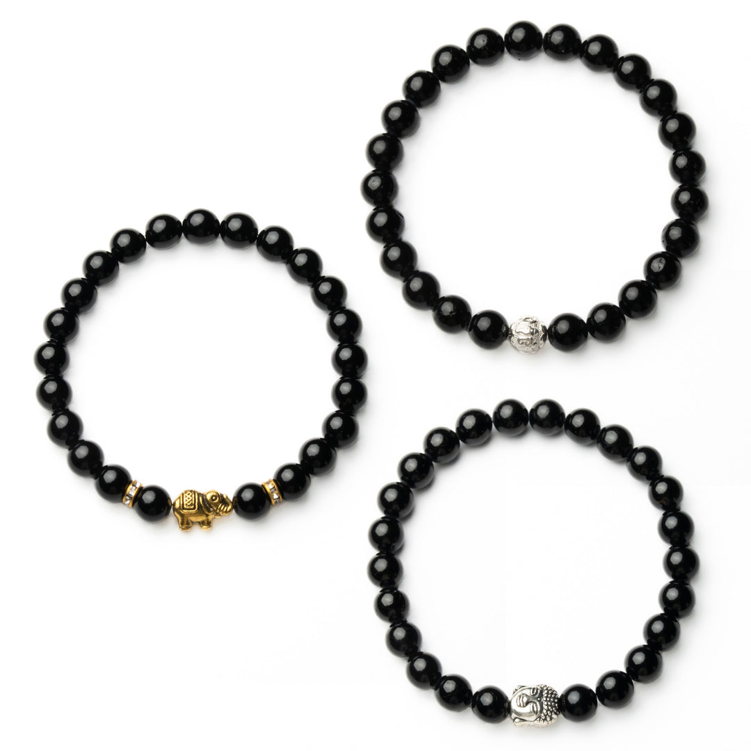 Obsidian Perlen Armband mit Silberperle