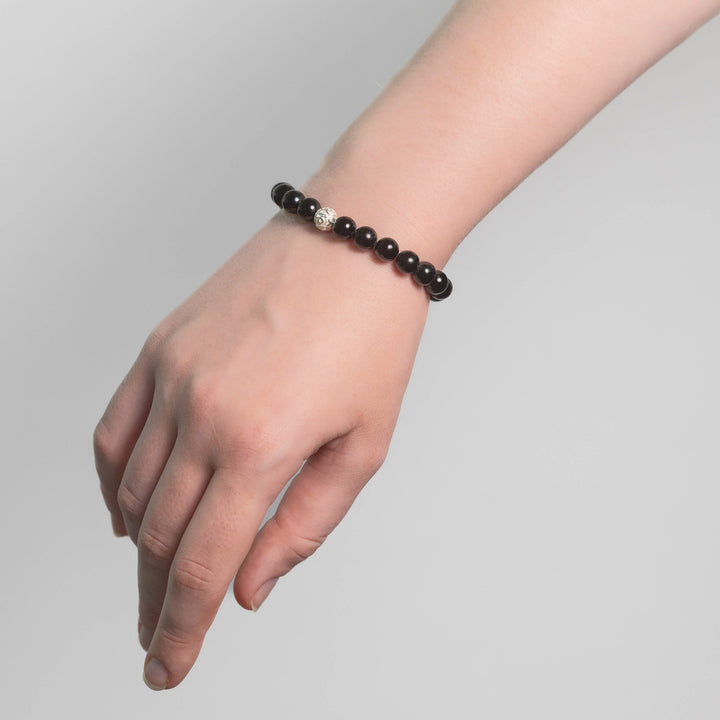 Obsidian Perlen Armband mit Silberperle