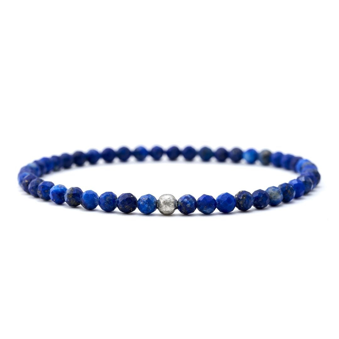 Lapislazuli Naturstein Perlen Armband mit Silberperle