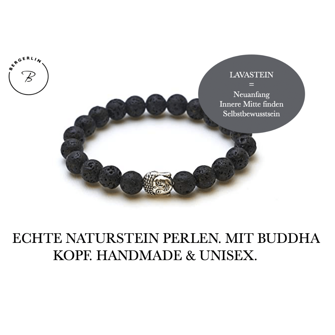 Lavastein Naturstein Buddha Perlen Armband