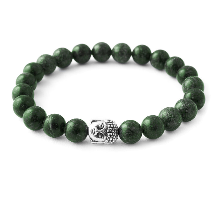 Serpentin Naturstein Buddha Perlen Armband