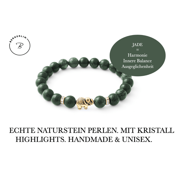 Serpentin Naturstein Elefanten Perlen Armband