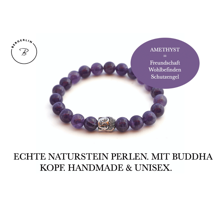 Amethyst Naturstein Buddha Perlen Armband
