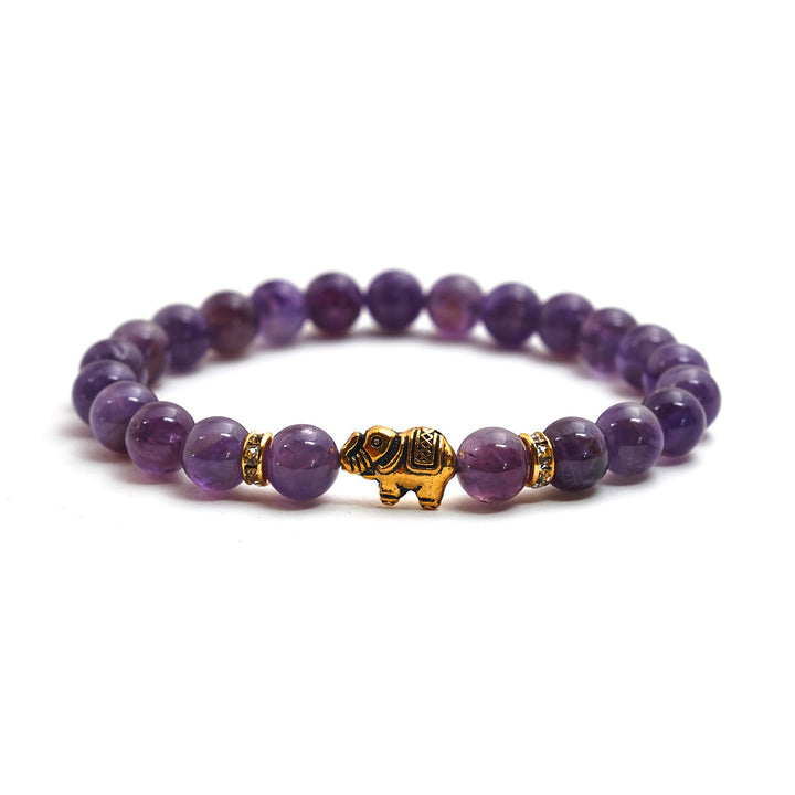 Amethyst Naturstein Elefanten Perlen Armband