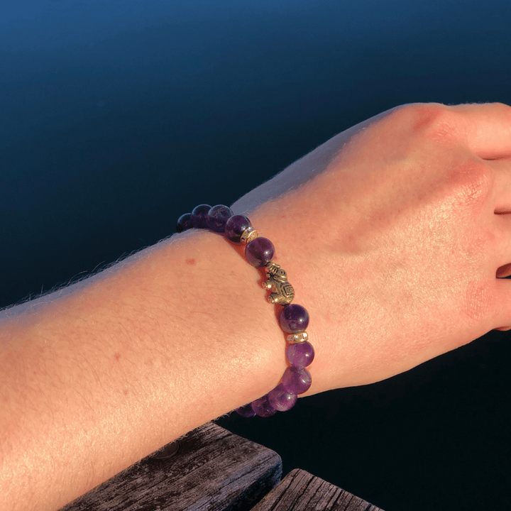 Amethyst Naturstein Elefanten Perlen Armband