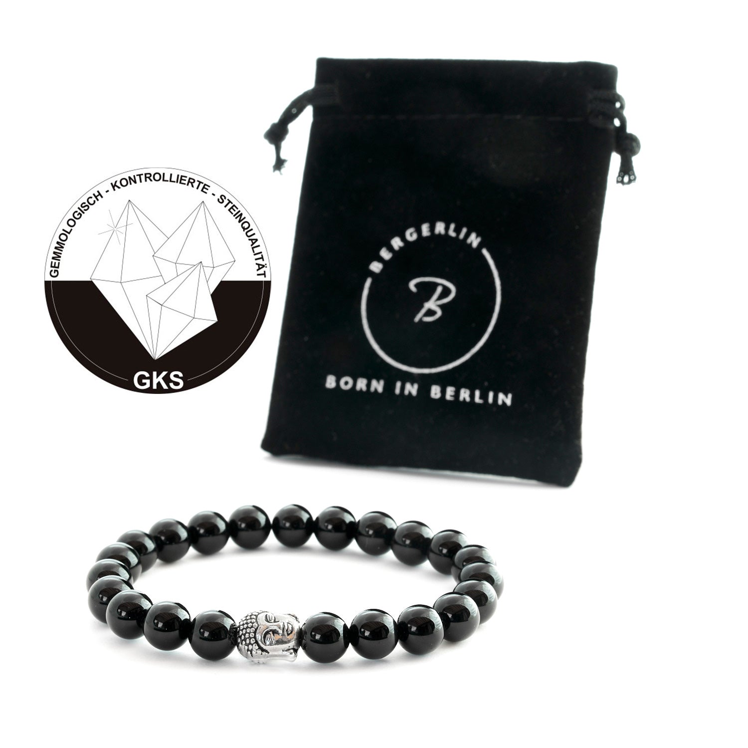 Onyx Naturstein Buddha Perlen Armband