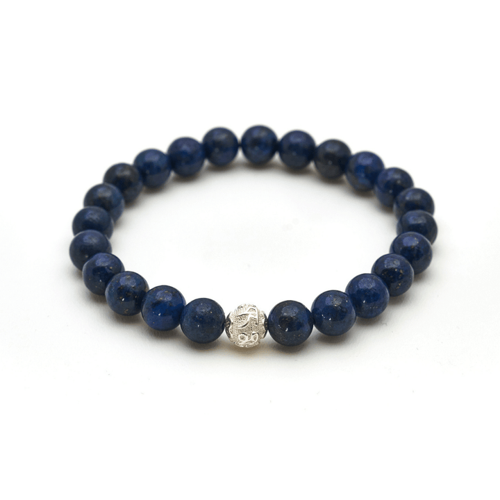 Lapislazuli Naturstein Perlen Armband mit Silberperle (farbverbessert)