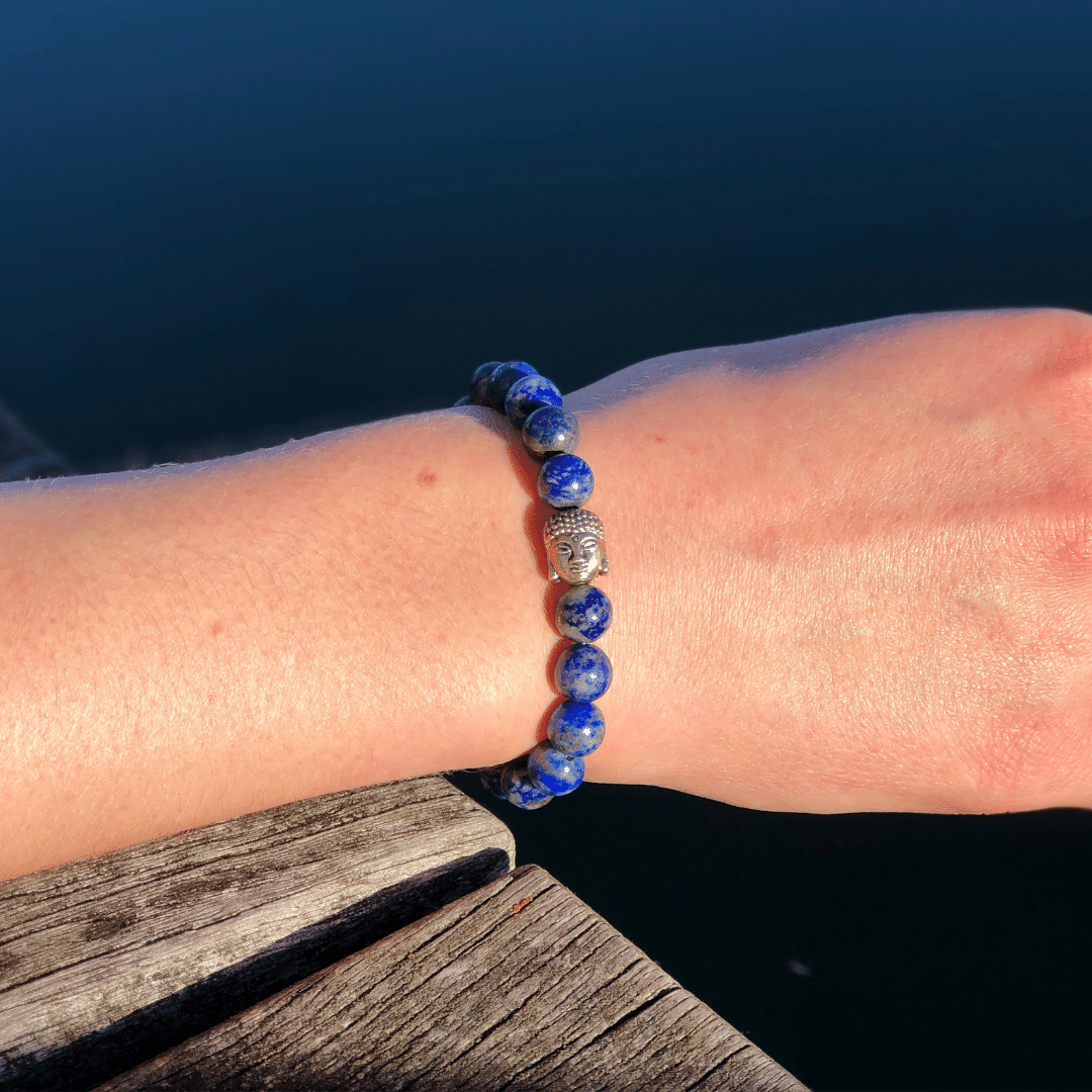 Lapislazuli Naturstein Buddha Perlen Armband (farbverbessert)